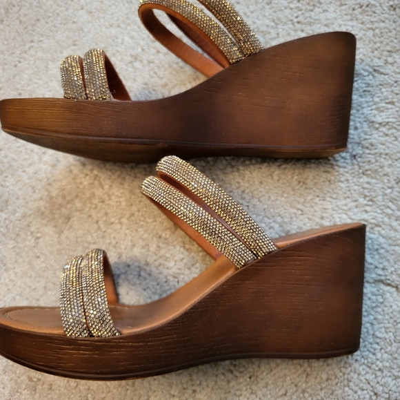 Fabio Maggenti Wedge Sandal Rose Gold sequin size 8 - Picture 3 of 5
